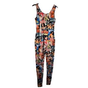 Love Highlight Womens Hip Hop Magazine Print Sleeveless Jumpsuit Multi Color M